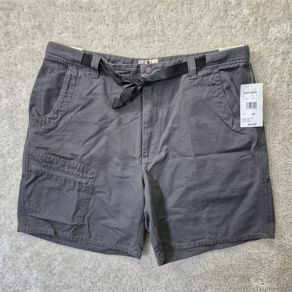 Woolrich Other - Woolrich Mens Little Fork Shorts Actual 37 Gray Belted Cotton Outdoor Pockets